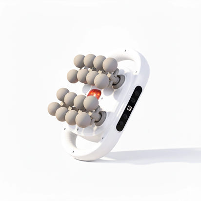 Revalio 16-head fascia massager in white, front product view on white background.