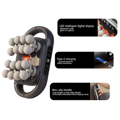 Revalio 16-head massager features LED intelligent display, USB Type-C charging and non-slip dual handles.