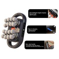 Revalio 16-head massager features LED intelligent display, USB Type-C charging and non-slip dual handles.